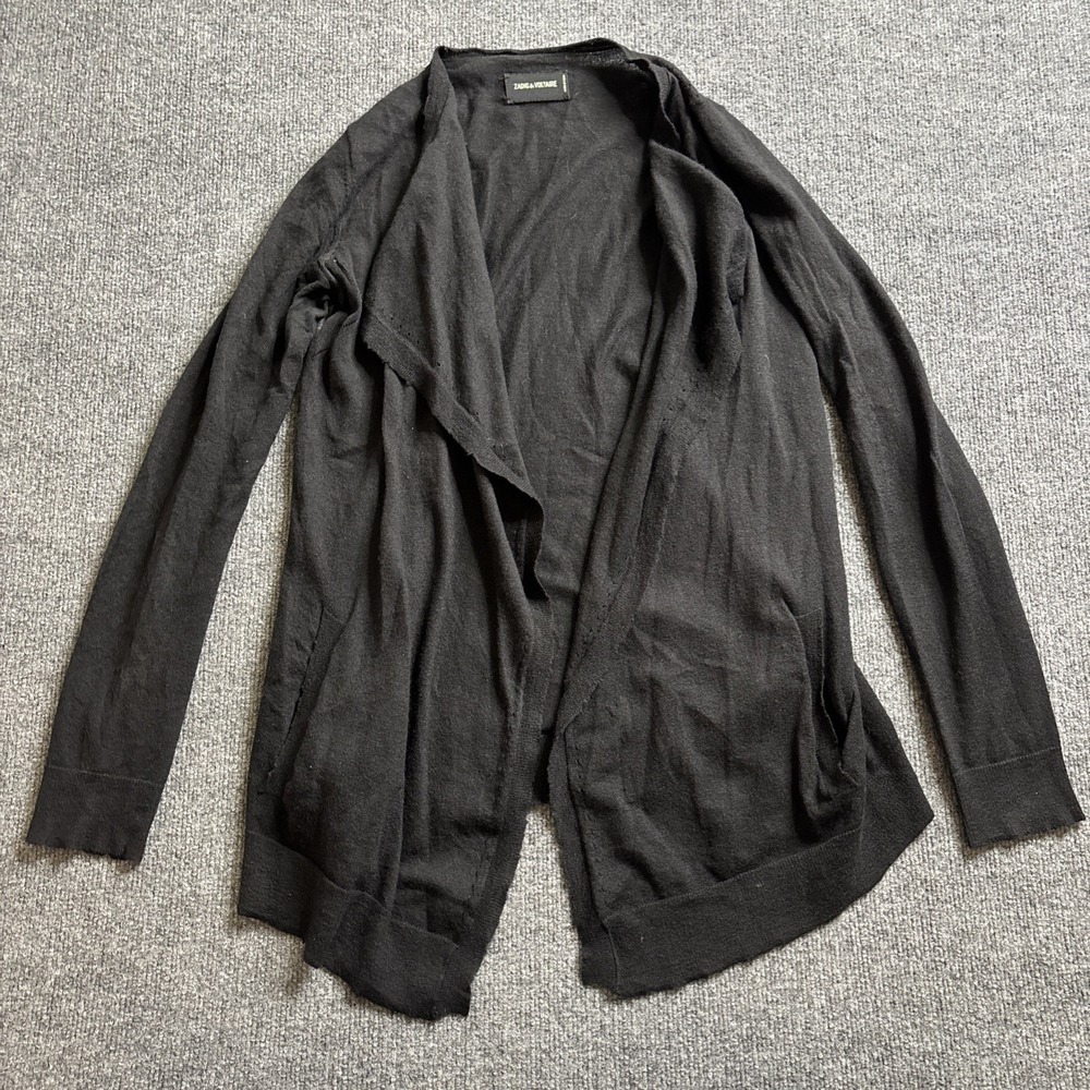 ZADIG & VOLTAIRE OVERSIZE Open Cardigan Daphnee Black Cashmere Size Medium